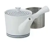 HASAMI Pottery Teapot with Stainless Steel Tea Strainer White Porcelain F/S NEW