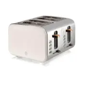 Unbranded Toasters 4-Slice White Brushed Stainless Steel W/ Rubberized Wood