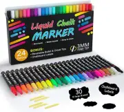 24 Vibrant Colors Liquid Chalk Markers Pens For Chalkboards Windows Glass Car