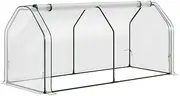 Green Fingers Mini Greenhouse PE Cover Green House Zippered Door 1.2x0.5x0.6M