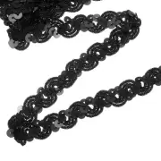 11 Yard Sequins Trim Ribbon 0.6 Inch Sequin Gimp Braid Trim, Black