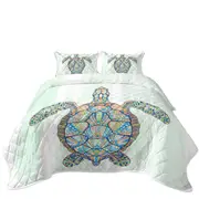 Green Blue Artistic Turtle Coverlet
