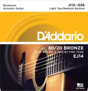 D'Addario EJ14 80-20 Bronze Acoustic Guitar Strings, Light Top-Medium Bottom-Bluegrass, 12-56