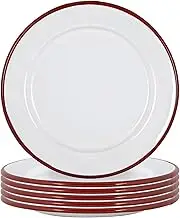 Argon Tableware Enamel Side Plates - 20cm - Pack of 6 - Red Dining Plates Lightweight Small Dinner Dish for Appetisers, Starters, Mains, Sides, Desserts