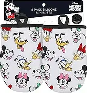 Disney Oven Mitts - 5.5” x 7.5” Heat-Resistant Mini Oven Mitts with Non-Slip Printed Silicone Disney Silhouettes - Mickey & Minnie, Stitch, Winnie The Pooh