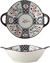 Soup Bowls with Handles Noodle Ramen Curry Bowl,Ceramic Soup Bowl,Shallow Bowl Microwave Safe,Udon Noodle Bowl,Ramen Bowl Ceramic,Pho Bowls Large-D-24x20x6.5cm,1000ml(Color:E)