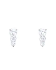 Meira T 14K White Gold Diamond Graduated Three Stone Stud Earrings