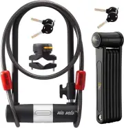 33.5" Folding Lock & 11" U-Lock Set for Electric & Folding Bikes - Key Alike