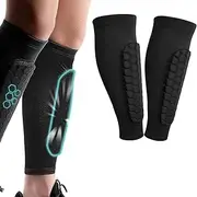 2Pack Soccer Shin Guards Shin Pads,IGUGIG Calf Compression Sleeve with Honeycomb Pads, Support for Shin Splint Baseball Boxing Kickboxing- 1 Pair