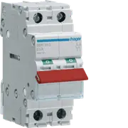 Hager SBR280 Main Switch, 2 Pole, 80A, 415V, Din Rail Mount, 2 Module, With Red Toggle