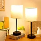 Touch Table Lamp for Bedside Lamp, 3 Way Dimmable Lamp with Round White Black