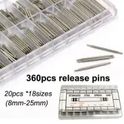360PCS Watch Band Pin Spring Bar 8-25mm Release Pins Watchmaker Repair Tool Kit