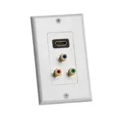 HDMI Wall Plate + Component 3RCA Faceplate Combo Video Audio Outlet Panel White