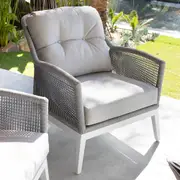 Hugo 3+1+1 Seater Outdoor Aluminium and Rope Lounge Set with Coffee Table - Outdoor Aluminium Lounges