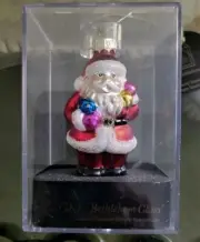 NEW GKI BETHLEHEM GLASS HAND BLOWN Santa Clause ORNAMENT in acrylic case