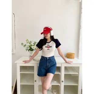 珊·各國連線代購🌷正韓服飾｜Betty boop貝蒂 美式休閒感 下擺圓弧拼接造型 短袖上衣 T恤