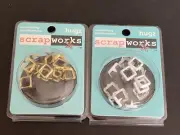 Scrap Works Embellishments - 12 Gold & 12 White Square Ringlet Hugs - NEW, A-40