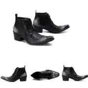 Brogue Mens Real Leather Ankle Boots Shoes Wing Tip Pointy Metal Toe Carved New