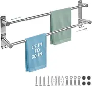zmnklry Adjustable Towel Bar & Rack for Bathroom - Stainless Steel Double Towel Holder, 17-30In