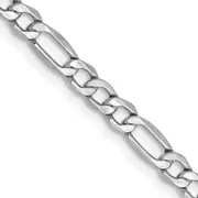 14K White Gold 16 Inch 3.5mm Semi-Solid Figaro With Lobster Clasp Chain