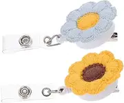 Gogogmee 2pcs Badge Holder Sunflower Badge Reel Id Badge Reels Badge Reels Retractable for Nurses Decorative Retractable Badge Reel Badge Name Cards Holder Sun Flower Clip Felt