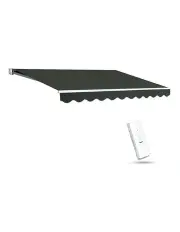 [Instahut] Folding Arm Awning Motorised Outdoor Sunshade 3x2.5m in Black