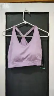 woman's purple zelos sports bra size large new with tags