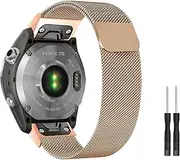 QuickFit Strap 20 mm Compatible with Garmin Fenix 8 43 mm/Fenix 7S, Mesh Metal Watch Strap, Stainless Steel Replacement Strap Compatible with Garmin Fenix 6S/Fenix 6S Pro, Rose Gold