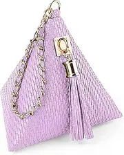 [Aatacas] Leather Triangle Wristlet Clutch Purse Handbag - Pyramid Evening Cocktail Pouch Wallet Detachable Strap & Tassel Charm