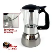 NNEDSZ Borosilicate Glass Stainless Steel Moka Pot Coffee Maker Italian Espresso