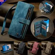 Leather Zip Wallet Case Flip Cover For iPhone 16 15 14 13 12 11 Pro Max 8 7 Plus