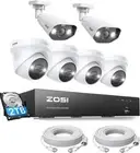 ZOSI 4K 8CH Spotlight PoE Security Camera System NVR with 2TB HDD for 24/7 Audio