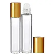 Empty Attar Glass Roll On Bottles with Golden Cap for Perfumes, 10ml size 2 Bott