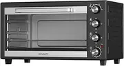 Devanti Convection Oven, 45L Electric Benchtop Ovens Baking Plate Cooking Portable Toaster Grill Home Kitchen Cooker Bakeware Machine, with 4 Tray Built-in Light Stainless Steel Black