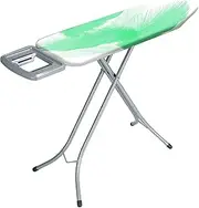 Brabantia Ironing Table 124 x 38cm with Steel Mesh Top, Solid Steam Iron Rest and Feathers Cover - 22mm Metallic Grey Frame Ironing Table, Blue, 1 Piece