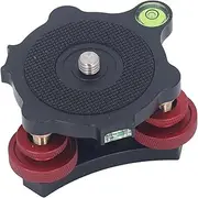 Tripod Head Leveling Base Camera Leveler, 3/8”Thread,+ / -5° Angle Adjustment, 3 Bubble Level Triple Wheel Leveler for Macro Panoramic Head, Aluminum Alloy