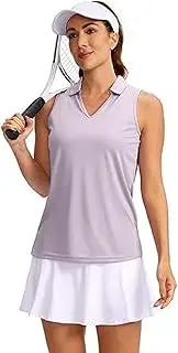 [Generic] Women's Sleeveless Golf Shirt V-Neck Dry Fit Tennis Tank Tops Collared Golf Polo Shirts for Women