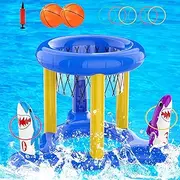 Pool Floats Toys Games Set, 2-in-1 Ring Toss & Basketball Hoops Games for Kids Teens & Adults Swimming Pool Pool Lake Ocean Backyard Parties Water Game