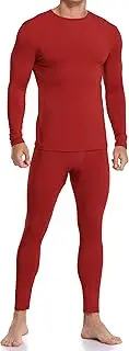 [Coreal] Mens Underwear Soft Thermal Wear for Men, Crew Neck Long Johns Base Layer with Fleece Lined Top & Bottom Set