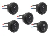 5 pcs - Round Car On/Off Rocker Switches Car Audio Toggle 12V Amp Install Lights