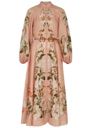Zimmermann Lexi Billow Floral-print Linen Midi Dress - Pink - 1 (UK 10 / S) 1 (UK 10 / S)