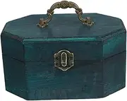 GOOHOCHY Antique Flip Lid Wooden Storage Box Vintage Stationery Storage Case Multifunctional Wood Crate Organizer