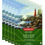 NEW 5x Derwent Academy Artists Canvas Pad Paper 280GSM A3 10 Sheets