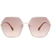 [Vanolu] Oversized Rimless Sunglasses For Womens, Diamond Cutting HD Nylon Lens Frameless No Make Up Sun Glasses