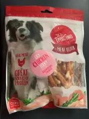 I.T.T. It's Treat Time Dry Chicken Jerky with Calcium Bone Twist 500g Dog Treat