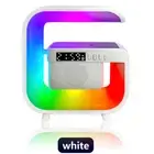 Alarm Clock Bluetooth-Compatible Speaker RGB Light with Charging Station (White)