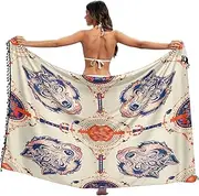 [RPLIFE] Ethnic Wolf Swimsuit Sarong Coverup Fringe Honeymoon Sarong, Large, Ethnic Wolf, Large