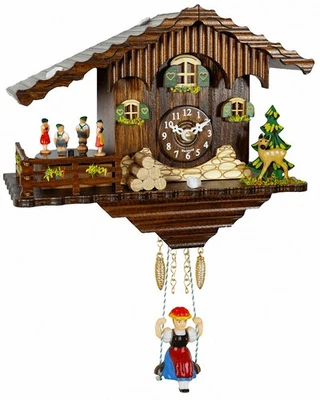 Black Forest Clock Swiss House, turning dancers TU 265 SQ NEW