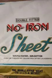 Kmart White Full Fitted 54"x75" Sheet No iron 50/50 Cotton Blend VTG MCM