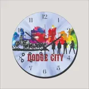 Old West Dodge City Kansas Art Wall Hanging Wall Clock Time Piece